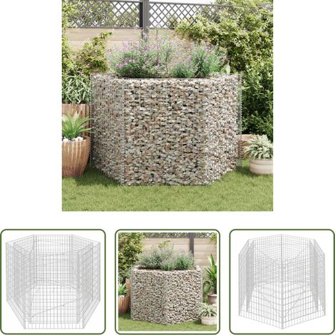 Steinkorb - Sechseckiges Gabionen-Hochbeet 160×140×100 cm (1/5)