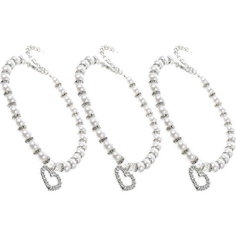 Collier pendentif cœur en perles et strass pour chien ou chat (6 pièces) (1/5)