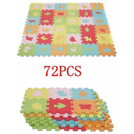 72 pièces Puzzle Tapis Dalle Mousse Bébé Non Toxiques Tapis de Sol épais Tapis de Jeu de clôture Enfant 140  140 cm (1/5)