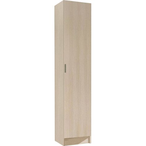 Armadio multiuso 1 anta Clearwater, Mobile ausiliario, Guardaroba porta scarpe con ripiani, Scarpiera verticale, 37x37h180 cm, Rovere (1/5)