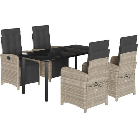 Maison Exclusive - Set comedor de jardín 5 pzas cojines ratán sin (1/5)