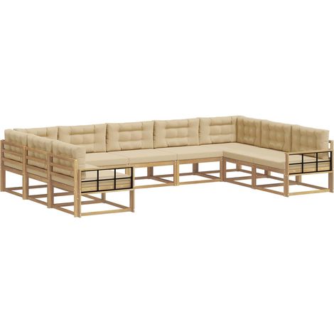 Set di divani da esterno 9 pz Bianco e Beige vidaXL (1/5)