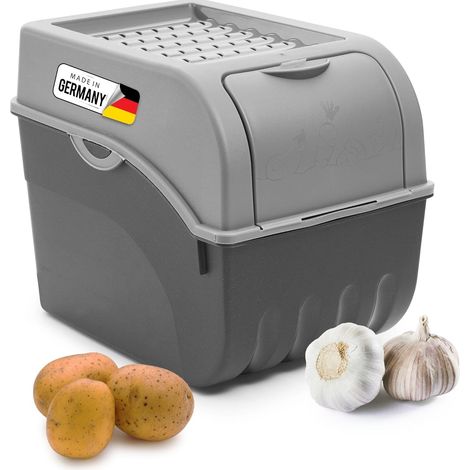 Boîte rangement pommes de terre 9 L grise empilable