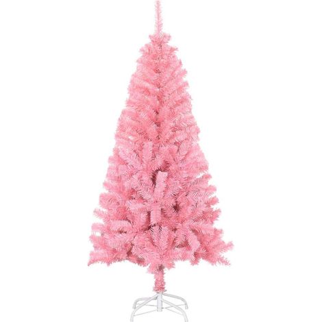Sapin de Noël Arbre de Noël artificiel avec support rose 120 cm PVC (1/5)
