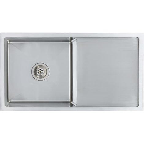 Fregadero de cocina hecho a mano con colador 87 x 44 cm de acero inoxidable con acabado cepillado 020004384 (1/5)