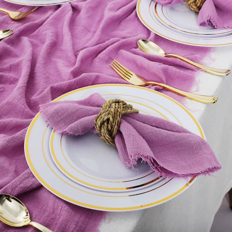 [Camino de mesa] Elegante mantel NappeMano PBTK19077 [Algodón y lino morado] 42 cm/60 cm x 300 cm/400 cm para bodas rústicas (1/5)