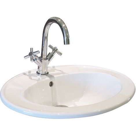 ONDEE - Lavabo ovalado empotrado ZOE - Blanco - 41cm - Porcelana - con rebosadero (1/5)