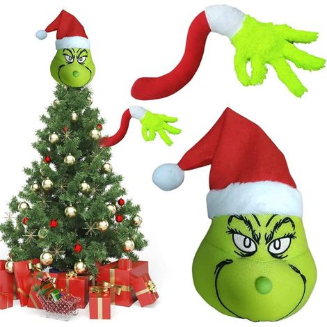 Adorno De Árbol De Navidad - Soporte De Ornamento En Forma De Brazo De Grinch - Verde Rojo Blanco - Unidad (1/5)