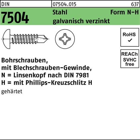 Vis autoforeuse DIN 7504 LIKO N 6,3x60-H acier galv. 250p.