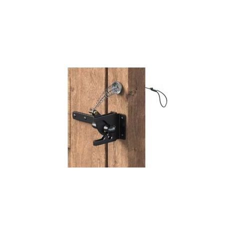 Acier au carbone noir verrou de Portail Verrouillage automatique-Serrure Métal à Boulon-Loquet Acier à Gravité Clôture Jardin-Noir-Vis de Fixation Fournis,câble à ressort en acier inoxydable (1/5)