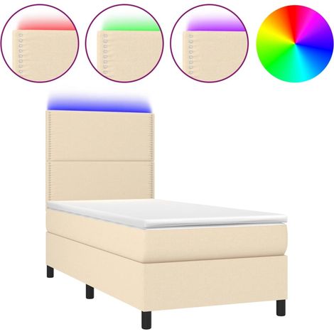 Maison Exclusive - Letto a Molle con Materasso e LED Crema 90x200 cm in Tessuto