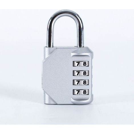 Cadenas à combinaison à 4 chiffres pour casiers de salle de sport, d'école, d'extérieur et de personnel, argenté (1/5)