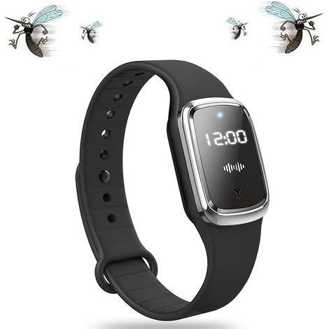 Mosquito Pro,Anti Moustique,Bracelet Anti Moustique,Bracelet Répulsif Anti-moustiques Ultrasonique,Montre Bracelet Electronique Anti Moustique,Pour Intérieur Et Extérieur,Noir