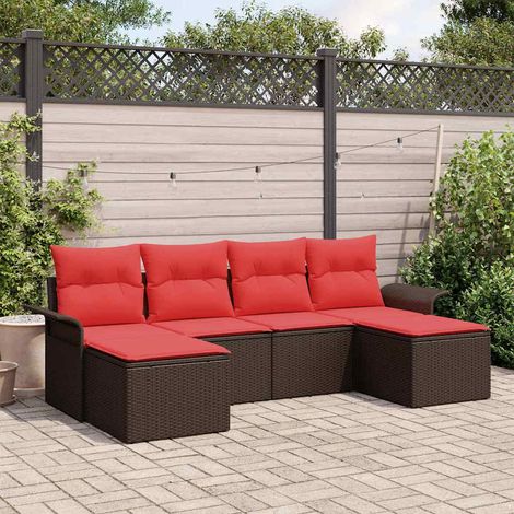 Set Divano da Giardino con cuscino 6 pcs Marrone Poly Rattan vidaXL (1/5)