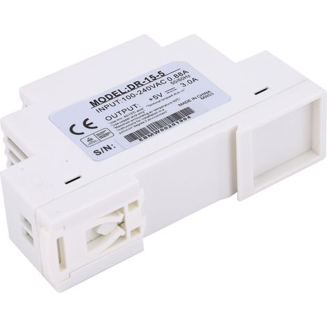 Alimentation à découpage DR-15-5 pour rail DIN, sortie unique, 15 W, 5 V, 3 A (1/5)