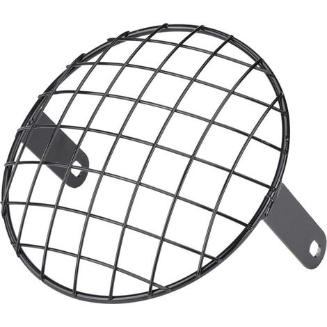 Grille En Maille Métallique Moto 7 "Headlight Mesh Grill Side Mount Universal Cover Mask Pour Cafe Racer (Noir) Grille De Phare De Moto De 7 Pouces (1/4)