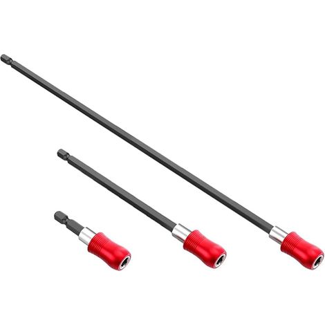 Lot de 3 porte-embouts 60/150 mm de longueur 300 mm de longueur Extension rapide 1/4" Tige hexagonale magnétique tournevis pour perceuse tournevis (1/5)