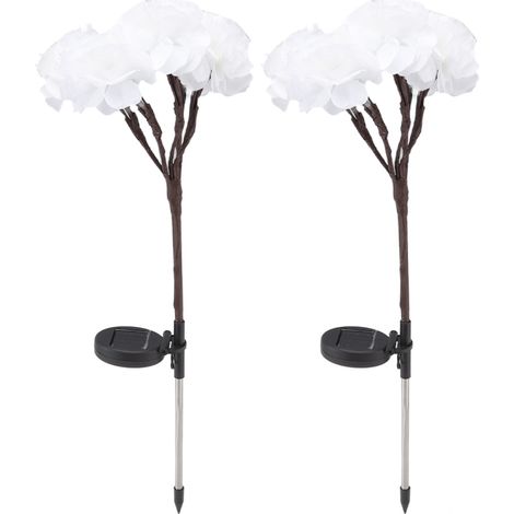 Set mit 2 weißen, wasserdichten Solar-Kamelien-Lichterketten zur Gartendekoration. (1/5)