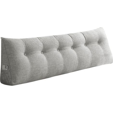 Keilförmiges Lesekissen, Dreieckiges Keilkissen, Nackenkissen mit Rückenlehne und Lendenwirbelstütze, ideal zum Fernsehen und Lesen – Hellgrau, 200 cm