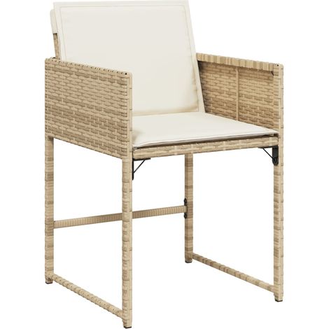 vidaXL Sedie da Giardino con Cuscini 4 pz Beige in Polyrattan (1/5)