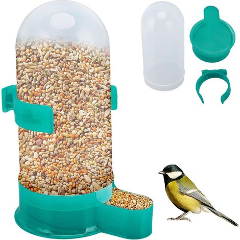 Taubentränke, Tränke mit großer Öffnung, automatischer Futterautomat für große Heimvögel, Kakadus und Papageien (grün) (800 ml)