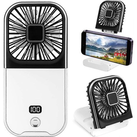 Portable Folding Fan, Mini USB Rechargeable Personal Fan, Neck Fan, 180° Foldable Battery-Powered Table Fan - AquaForge (1/5)
