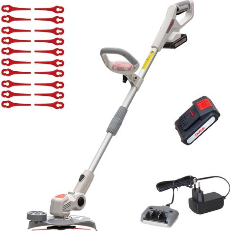 IKRA tagliabordi a batteria IAT 20-1M, incl. batteria, caricabatterie e 20 lame in nylon grigio/rosso (1/5)