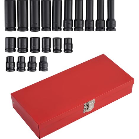20 Pieces 1/2-Inch Drive Deep Impact Socket Set Axle Hub Nut 6-Point Metric SAE (1/5)