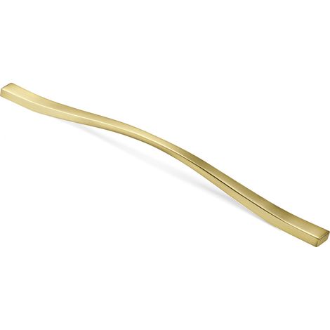 Poignée zamac wave - Décor : Or brossé - Entraxe : 320 / 288 mm - Hauteur : 33,8 mm - Longueur : 363 mm - VERGES (1/4)
