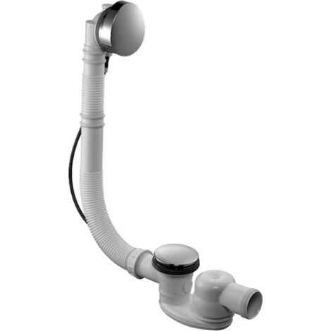 Jacob Delafon – Vidage baignoire siphon extra-plat – Câble long pour manipulation facile – Trop-plein réglable pour niveau d'eau optimal – Finition chromée