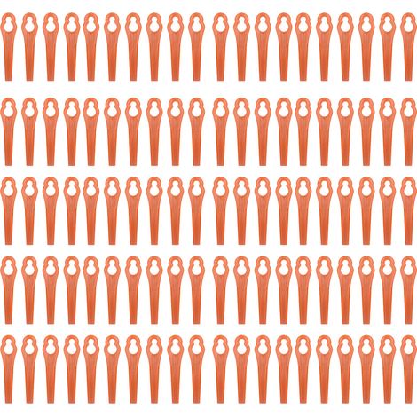 Lot de 100 lames de rechange en plastique orange pour coupe-bordure électrique, diamètre 80mm, trou 11x7mm, pour tondeuse jardin (1/5)