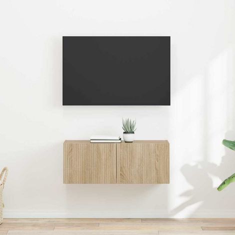 Meuble TV mural Montage mural 2 pcs-Banc TV-Meuble Télé suspendu Sonoma 60 x 31 x 29.5 cm 127931 (1/5)