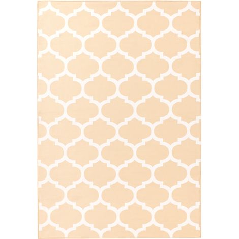 Alfombra de tela beige 140 x 200 cm reversible exterior interior marroquí Aksu
