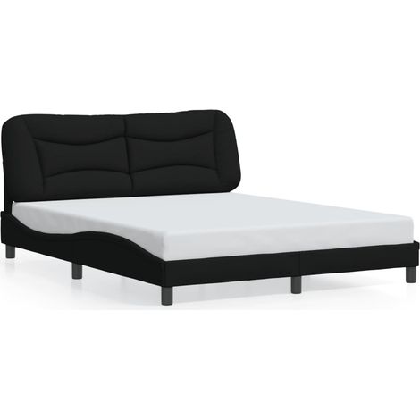 Lit double,Lit adulte,Cadre de lit sans matelas Hvar noir 160x200 cm tissu CFW8492078 (1/5)