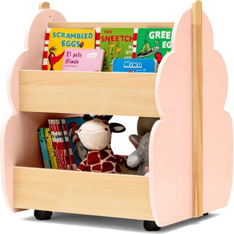 Scaffale portaoggetti per bambini set da 1 52 x 46 x 62,5 cm con ruote universali design ad albero MDF rosa 200017839