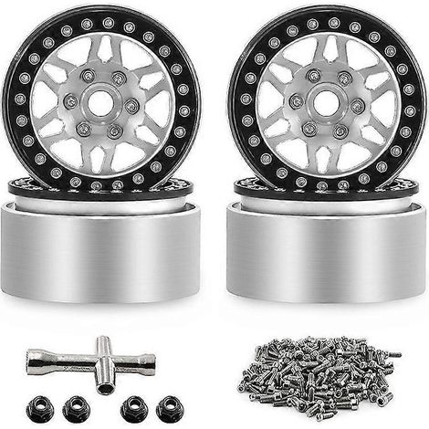 Roues en alliage métallique de 1,9 pouce pour véhicules tout-terrain (Rock Crawlers) Roue D389 pour SCX10 TRX4 90046 D90 Argent( ) (1/5)