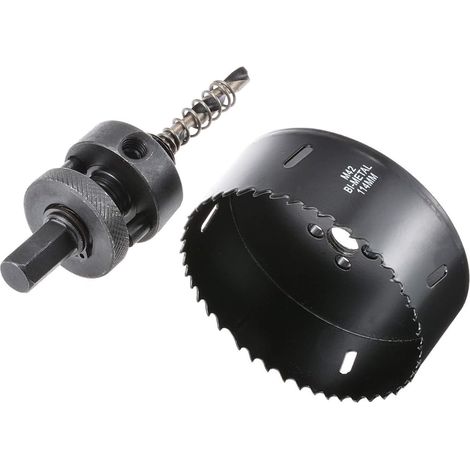Scie Cloche 71mm - Noir, M42 Hss Bi-Métal Découpeur de Trous en Acier à Haute Vitesse Avec Tige de Positionnement de Foret Pour Panneau De Fibres, Bois, Plastique, Cloison Sèche, Métal Mince (1/5)