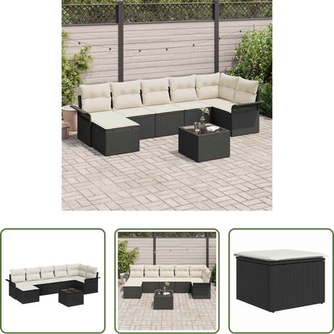 vidaXL Jardin -  Ensemble de canapé de jardin avec stockage 8 pcs Noir polyrotin (1/5)