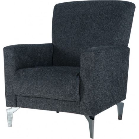 Poltrona imbottita 81x83 cm in tessuto grigio scuro - Oglio (1/3)