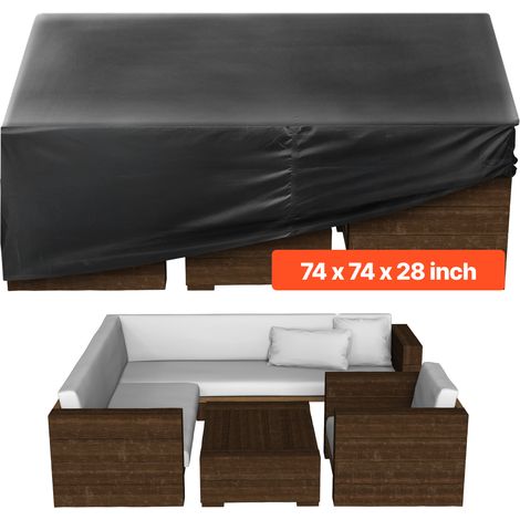 VEVOR Copertura per Mobili da Giardino 188 x 188 x 71 cm Copertura Impermeabile per Tavolo e Sedie da Pranzo da Esterno 420D, per Tavolo da Giardino Quadrato con Presa deAria per Tutte Stagioni, Nero