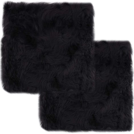 Coussins de chaise lot de 2 Gris foncé Mouton véritable