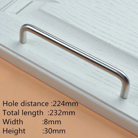 Poignées de porte en acier inoxydable en forme de U (224 mm), boutons de commode, boutons et poignées de placard de cuisine pour meubles, diamètre 8 mm, HomeDeco (1/5)