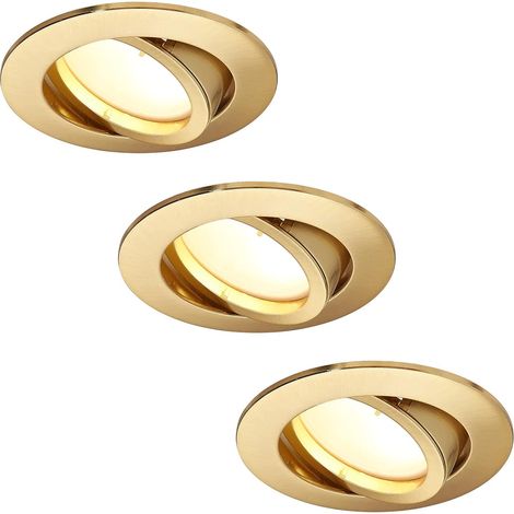 Spot LED Dimmable Doré Rond Orientable 5W Plat 230V 68mm Angle de diffusion 120° Blanc Neutre 4000K (lot de 3) (1/5)