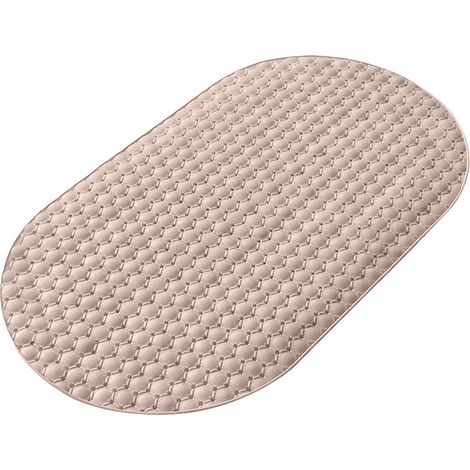 Rutschfeste Saugnapf-Duschmatte, ovale Badezimmermatte, rutschfest für Badewanne und Duschabtrennung, Anti-Fall-Massage-Fußmatte – Braun (1/4)