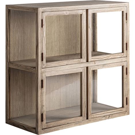 Vitrine modulable en bois d'orme style colonial finition vieilli - Brun clair finition vieilli (1/5)