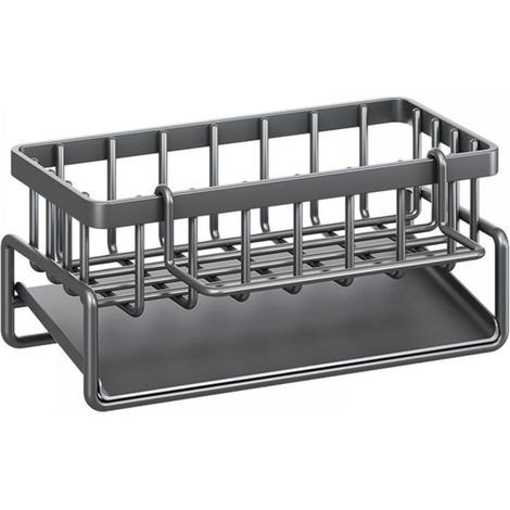 1 Support éponge, Acier inoxydable, Porte-brosse intégré, Organiseur vaisselle, Pour évier cuisine (1/5)
