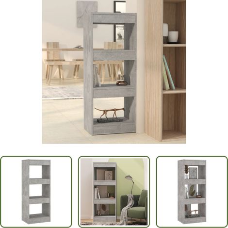 Étagère décorative - Bibliothèque/séparateur de pièce gris béton bois d'ingénierie (1/5)