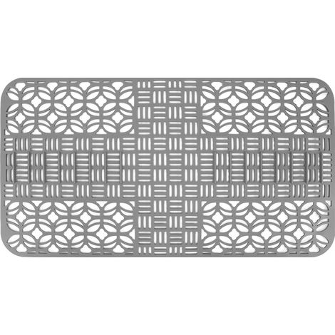 Tapis d'évier en silicone antidérapant et résistant à la chaleur, 66 x 35 cm, grand format, carré, ajouré, protection pour évier de cuisine, gris (1/5)