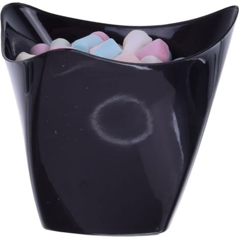 Schwarzer Dessertbecher aus Kunststoff mit Drehrand, 170 ml/25 Stück