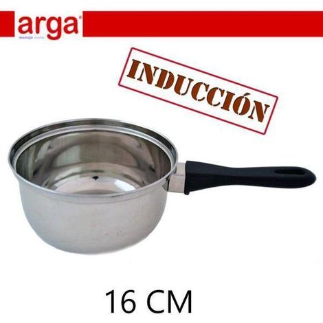 16 cms cazo cacillo economico  inoxidable  para induccion con mango negro arga